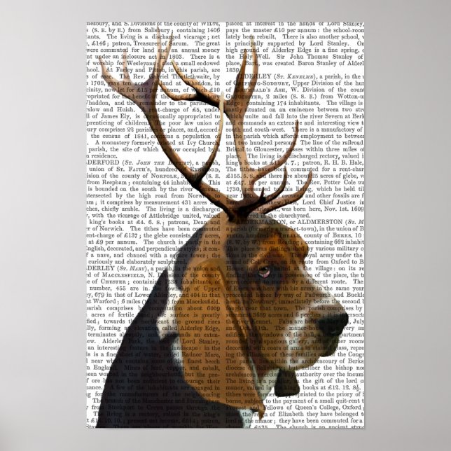 Poster Basset Hound et Antlers (Devant)