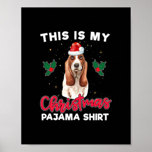 Poster basset hound noël pyjama père Noël cadeau amoureux