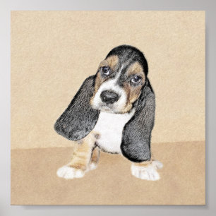 Poster Basset Hound Peinture Chiot - Art Chien original