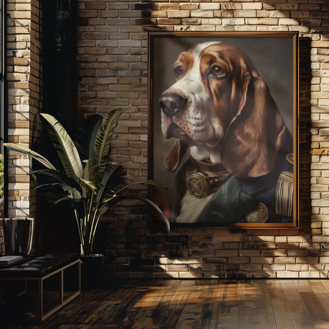 Poster Basset Hound portant un costume de Napoléon (Créateur téléchargé)