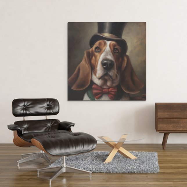 Poster Basset Hound portant un haut et un nœud papillon r (Créateur téléchargé)