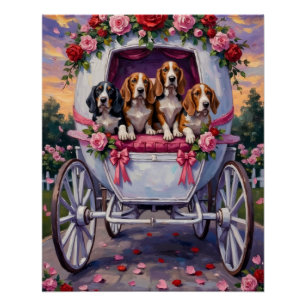 Poster Basset Hound Saint-Valentin