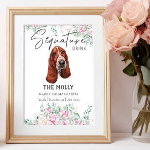 Poster Basset Hound Signature Chien Signet boisson