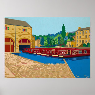 Poster Bassin du canal de Sowerby Bridge, art de style Ma