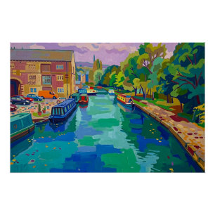 Poster Bassin du canal de Sowerby Bridge, peinture de sty