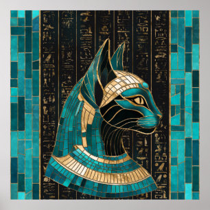 Poster Bastet, déesse chatte égyptienne - Art mosaïque