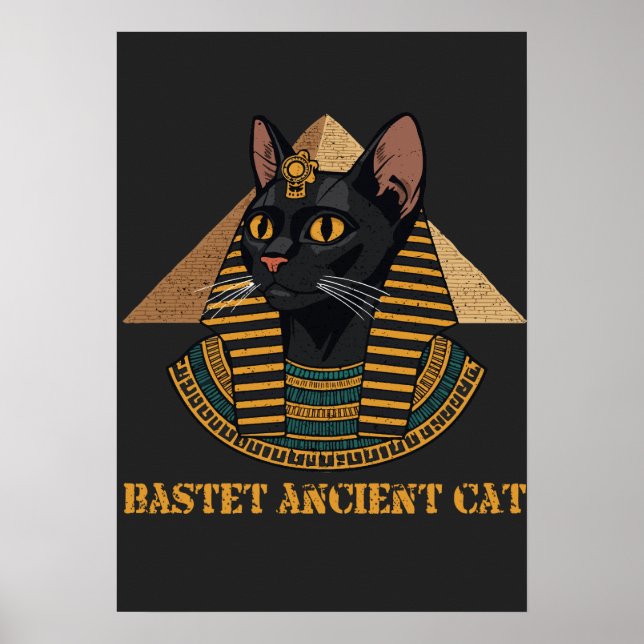 Poster Bastet Déesse Féline Égyptienne Ancienne Art Vinta (Devant)