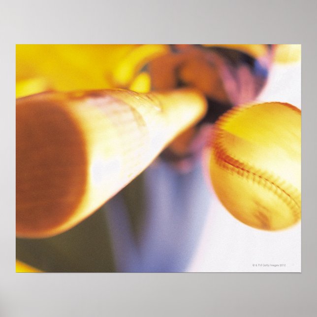Poster Bat contactant le baseball (Devant)