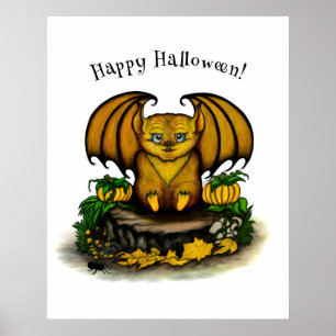 Poster Bat d'Halloween mignonne