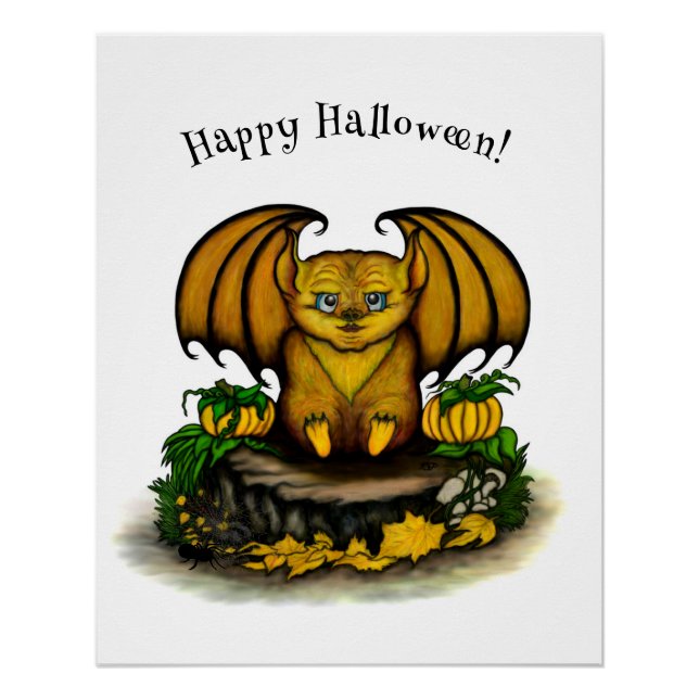 Poster Bat d'Halloween mignonne (Devant)