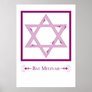 Poster bat mitzvah (étoile de david elegance)