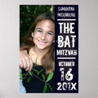Poster Bat mitzvah Rock Band en noir