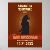Poster Bat mitzvah rock Star en Brown