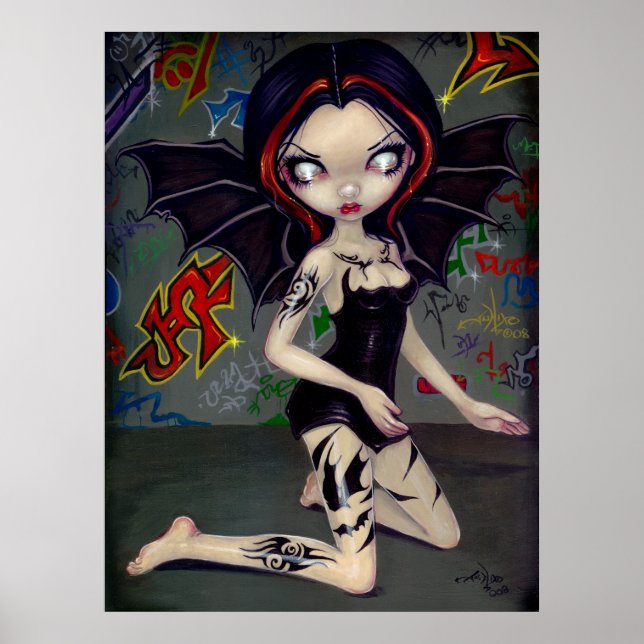 Poster Bat Tattoos urbain fée tribale graffiti Art Imprim (Devant)