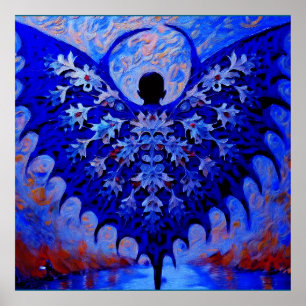 Poster Bat Wing Créateur Avec Une Aile Bleue Magnifique