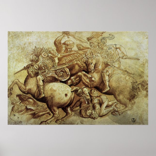 Poster Bataille d'Anghiari par Léonard de Vinci (Devant)