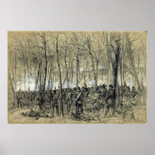 POSTER BATAILLE DANS LA SAUVAGE 1864 - GUERRE CIVILE - VI
