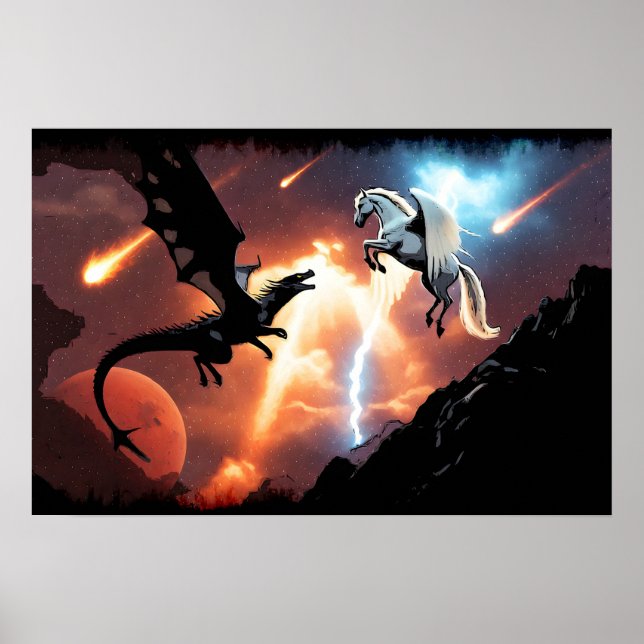 Poster Bataille dans l'espace - Dragon et Pégase (Devant)