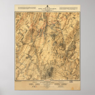 Poster Bataille de carte de Gettysburg