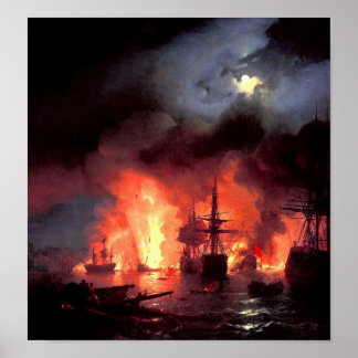Poster Bataille de Cesme à la nuit