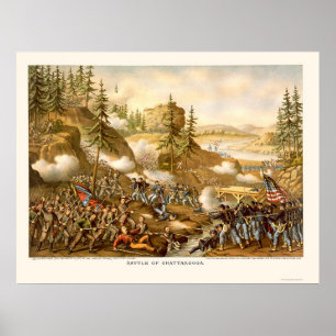 Poster Bataille de Chattanooga par Kurz et Allison 1863