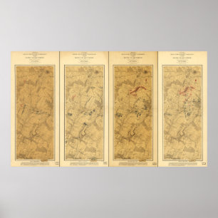 Poster Bataille de Gettysburg Plan du champ d'opérations