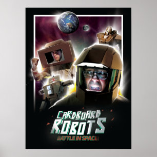 Poster Bataille de robots de carton dans l'espace