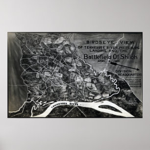 Poster Bataille de Shiloh - Guerre civile Carte panoramiq