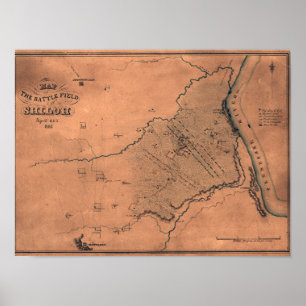 Poster Bataille de Shiloh - Guerre civile Carte panoramiq