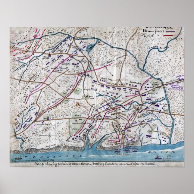 Poster Bataille de Shiloh - Guerre civile Carte panoramiq (Devant)