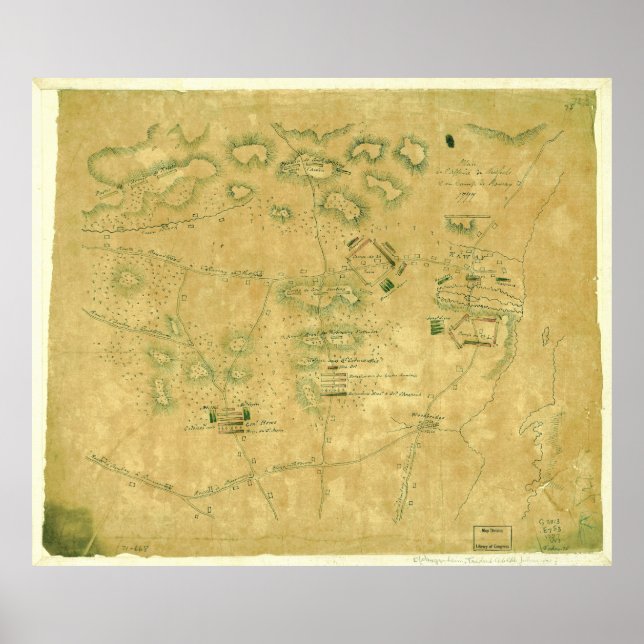 Poster Bataille de Short Hills Carte de guerre révolution (Devant)