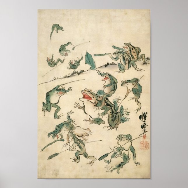 Poster Bataille des grenouilles Kawanabe Kyosai (Devant)