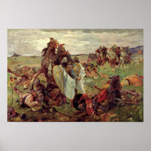 Poster Bataille entre Russes et Tatars, 1916