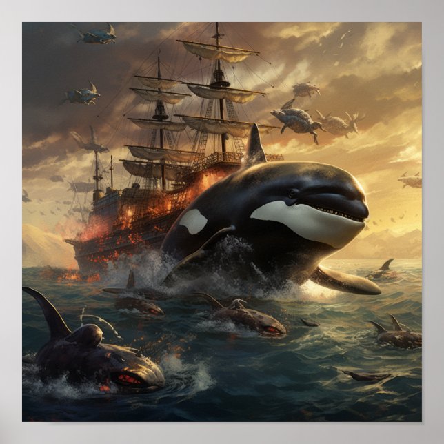 Poster Bataille épique d'Orca contre la Black Pearl - Éto (Devant)