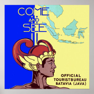 Poster Batavia vintage Java Jakarta Indonésie Voyage