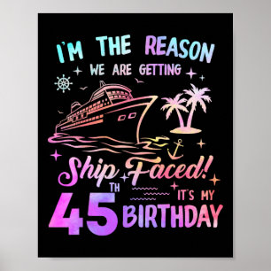 Poster Bateau à 45 ans croisière d'anniversaire 45 ans cr
