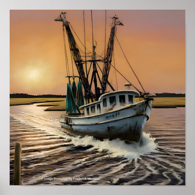 Poster Bateau à crevettes (Devant)