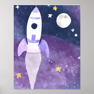 Poster Bateau à fusée dans l'espace