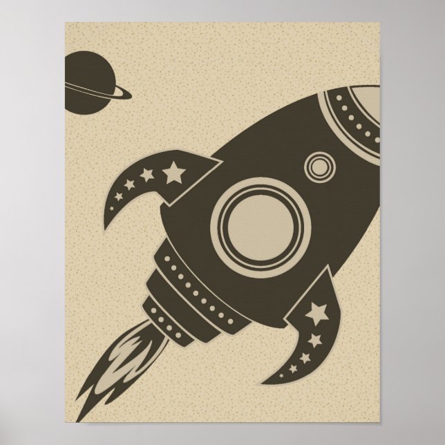 Poster Bateau à fusée illustré (Devant)