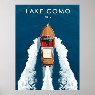 Poster Bateau à moteur vintage du lac de Côme - Voyage en