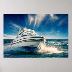 Poster Bateau À Puissance Arrivant Dans Le Port De Chiche
