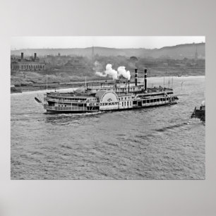 Poster Bateau à vapeur 'Cincinnati' 1906 BW