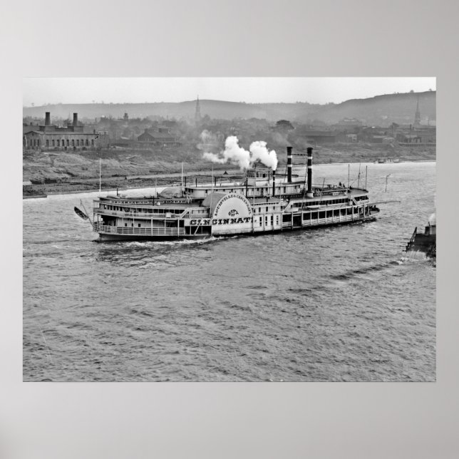 Poster Bateau à vapeur 'Cincinnati' 1906 BW (Devant)