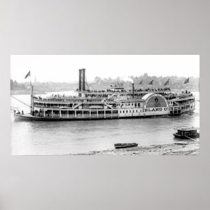 Poster Bateau à vapeur "Island Queen" 1906 BW