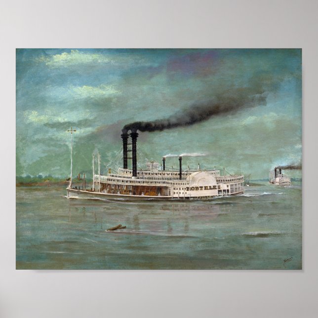 Poster Bateau à vapeur Robert E. Lee Peinture (Devant)