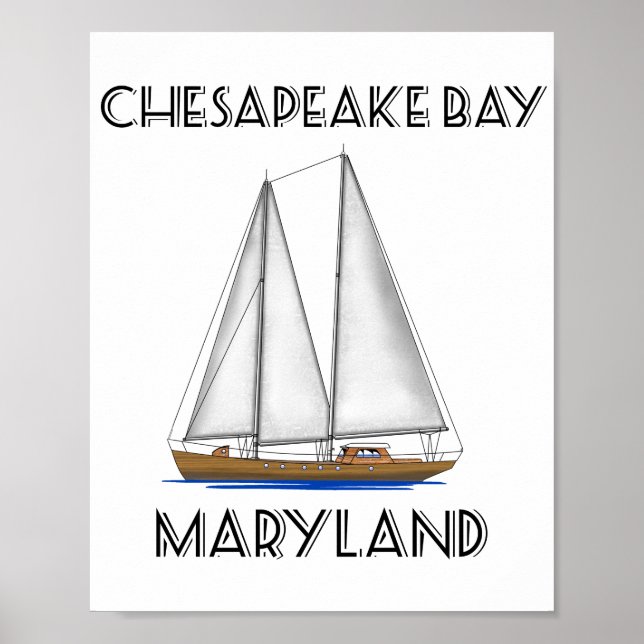 Poster Bateau à voile Chesapeake Bay Maryland (Devant)