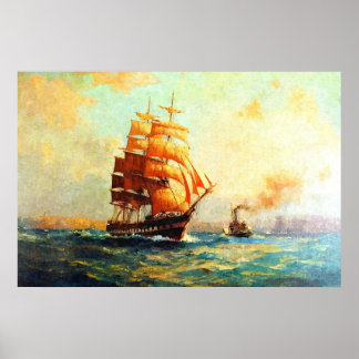Poster Bateau à voile et vapeur océanique