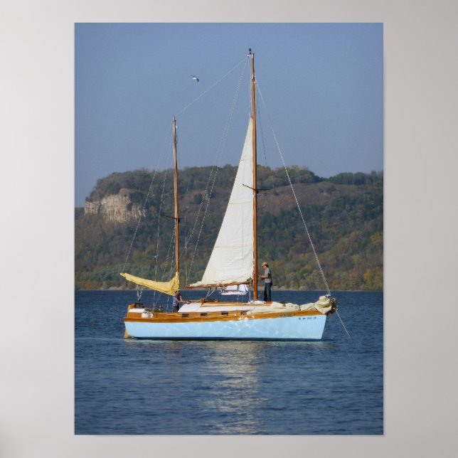 Poster Bateau à voile sur le lac Pepin (Devant)