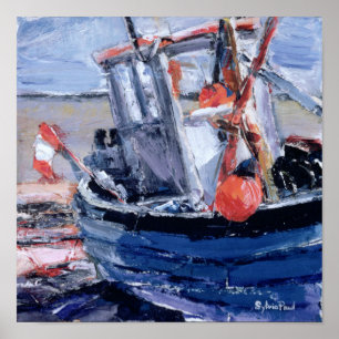 Poster Bateau avec Bouée Rouge