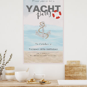 Poster Bateau bateau bateau bateau croisière fête d'anniv